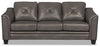 Andi 84\" Leather-Look Fabric Sofa with Button Tufting - Grey