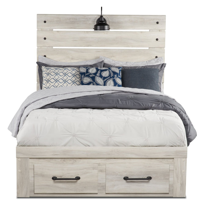 Abby 6pc Bedroom Set with Storage Bed, Dresser, Mirror & Nightstand, LED, USB, White - Full Size