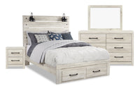 Abby 6pc Bedroom Set with Storage Bed, Dresser, Mirror & Nightstand, LED, USB, White - Queen Size 