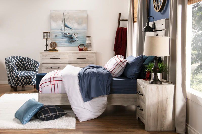 Abby Panel Bed with Headboard & Frame for Kids, LED, USB, White - Twin Size