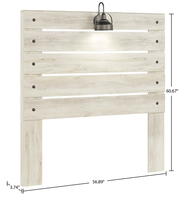 Abby Panel Headboard with LED Light & USB Ports, White - Full Size