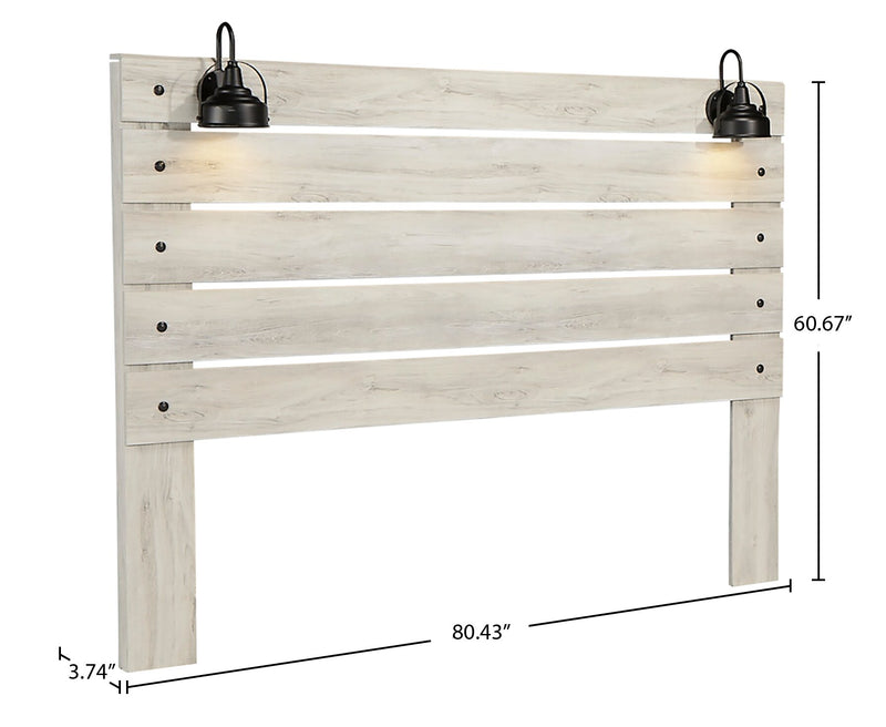 Abby Panel Headboard with LED Light & USB Ports, White - King Size