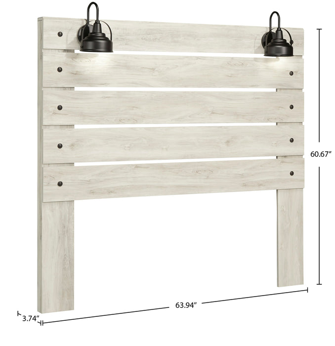 Abby Panel Headboard with LED Light & USB Ports, White - Queen Size