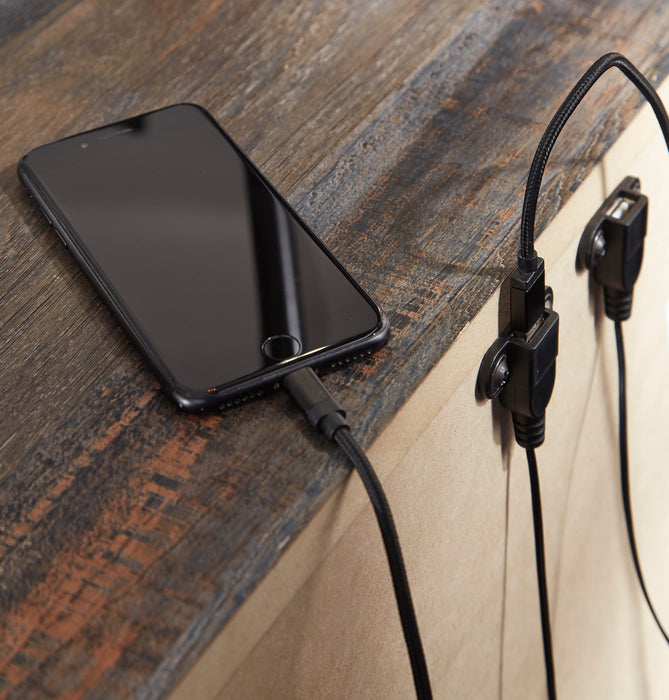 Abby 6pc Bedroom Set with Side Storage Bed, Dresser, Mirror & Nightstand, LED, USB, Brown - King Size