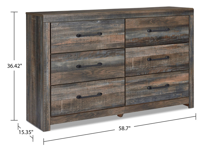 Abby 6pc Bedroom Set with Side Storage Bed, Dresser, Mirror & Nightstand, LED, USB, Brown - Queen Size