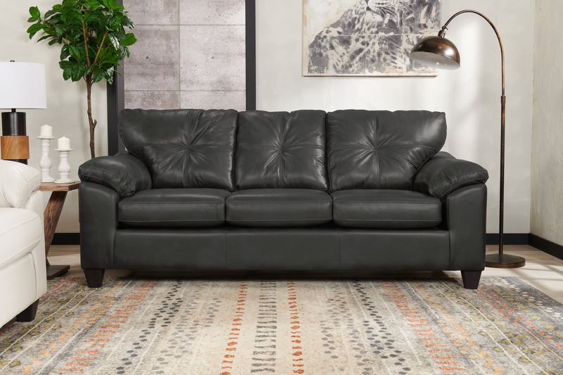 Made in Canada Addison 86\" Leather-Look Fabric Sofa with Tufted Back Cushion - Grey