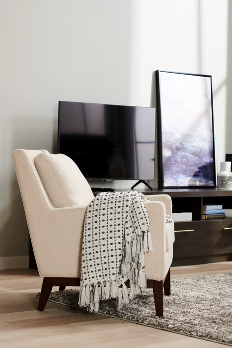 Adel 28.5\" Linen-Look Fabric Accent Chair with Wood Base - Beige