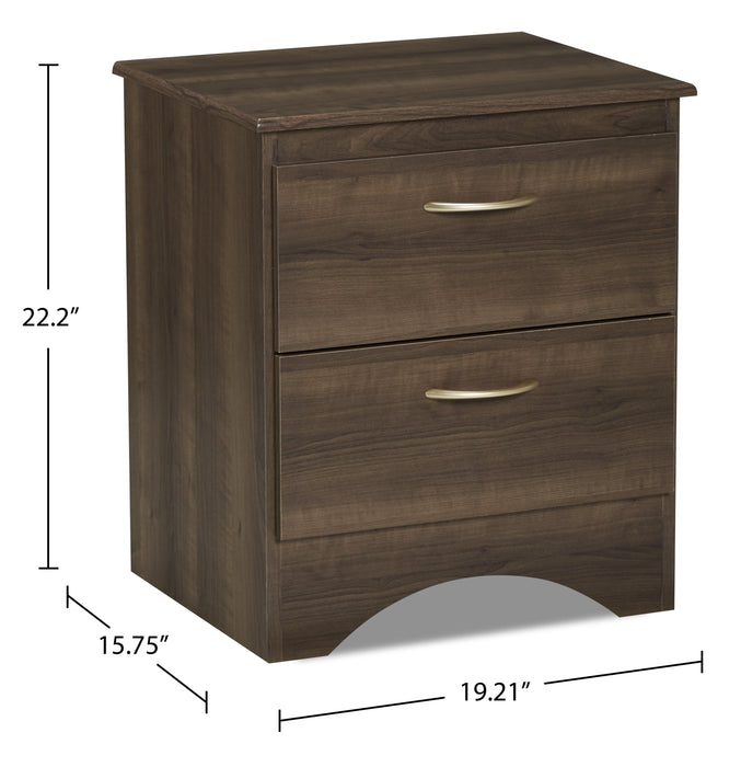 Aida Bedside 2-Drawer Nightstand, 19.2\"W x 22.2\"H, Made in Canada - Brown