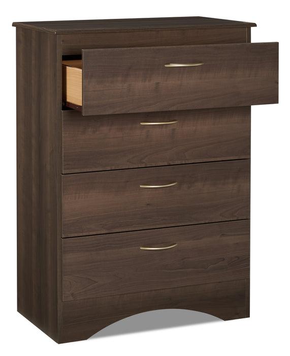 Aida Bedroom Chest of Drawers, 4-Drawer, 28\"W x 37.3\"H, Made in Canada - Brown