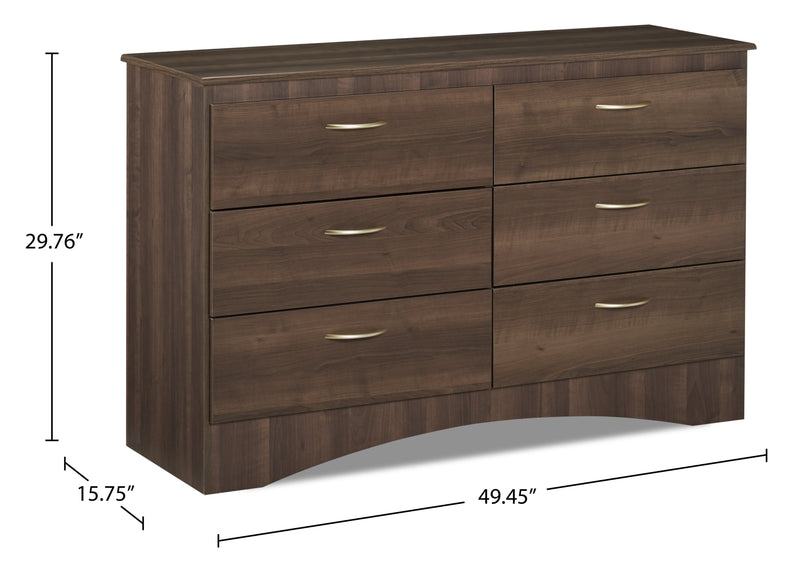 Aida Bedroom 6-Drawer Dresser, 49.5\"W x 29.8\"H, Made in Canada - Brown