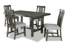 Alto 5pc Dining Set with Table & 4 Chairs, 65-83\"W Extension, Trestle Base - Grey