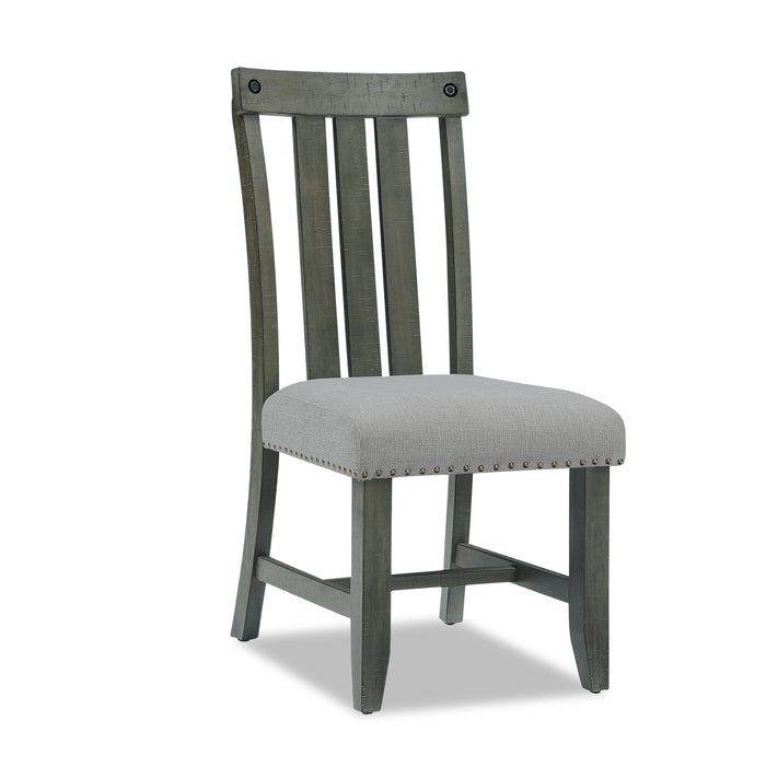 Alto Dining Chair with Linen-Look Fabric, Slat-Back - Grey