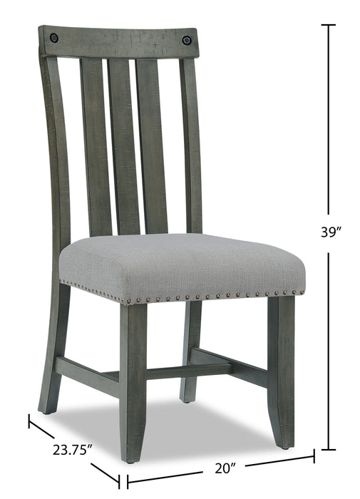 Alto Dining Chair with Linen-Look Fabric, Slat-Back - Grey