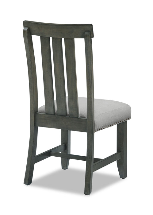 Alto Dining Chair with Linen-Look Fabric, Slat-Back - Grey