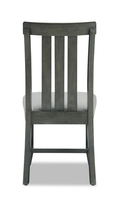 Alto Dining Chair with Linen-Look Fabric, Slat-Back - Grey