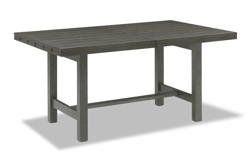 Alto Dining Table with 65-83\"W Extension, Trestle Base - Grey