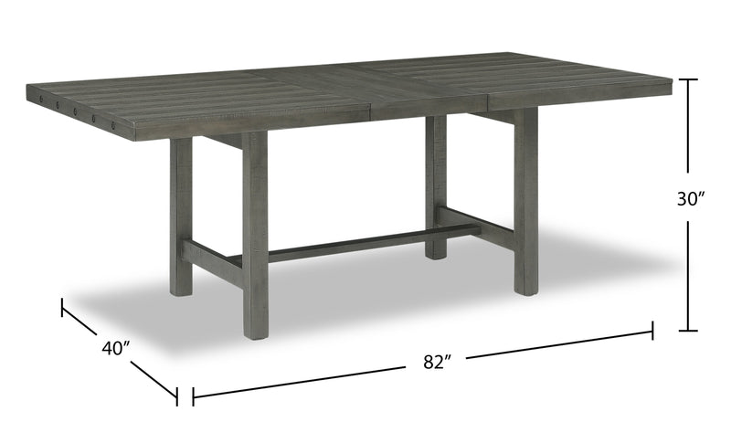 Alto Dining Table with 65-83\"W Extension, Trestle Base - Grey