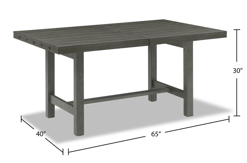 Alto Dining Table with 65-83\"W Extension, Trestle Base - Grey