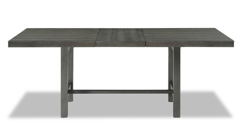 Alto Dining Table with 65-83\"W Extension, Trestle Base - Grey