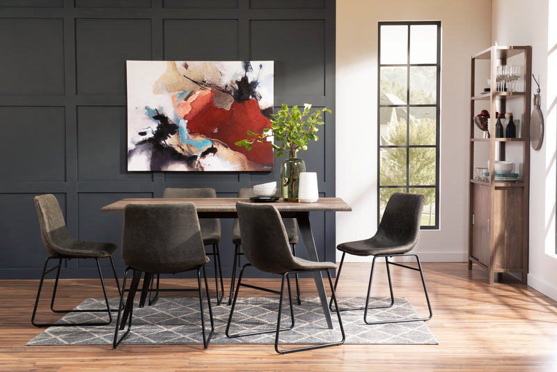 Amos 7pc Dining Set with Table & 6 Chairs, Metal, 60\"W - Grey