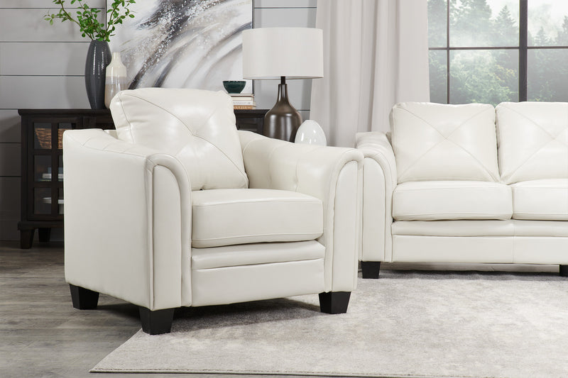 Andi 40\" Leather-Look Fabric Sofa with Button Tufting - Beige