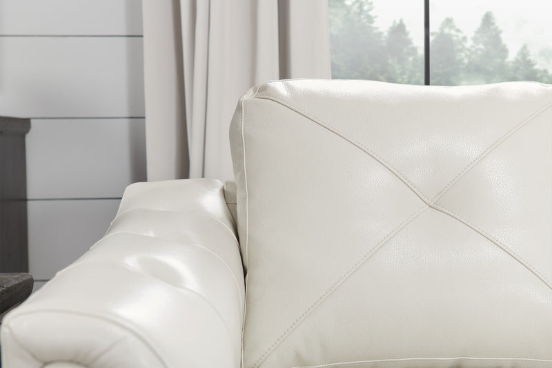 Andi 84\" Leather-Look Fabric Sofa with Button Tufting - Beige