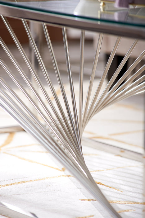 Andreas 47.25\" Modern Glass Top Coffee Table - Silver with Chrome Metal Base