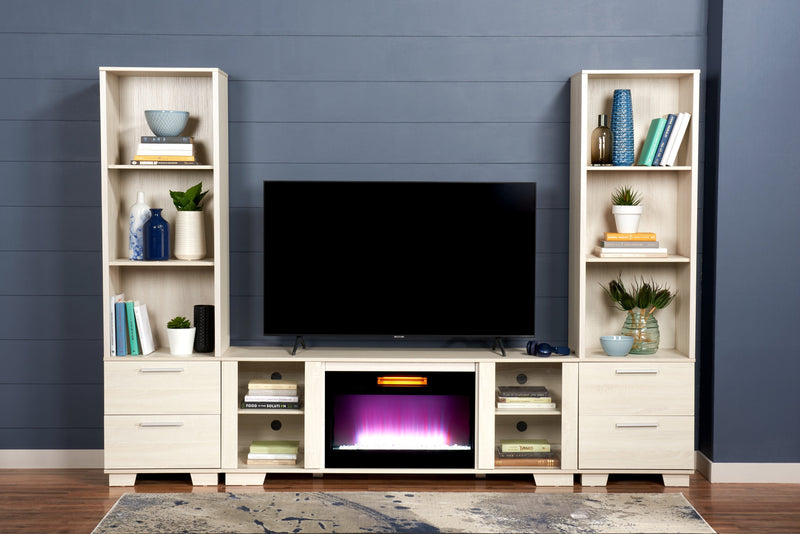 Antoni 102\" Modern 3-Piece Entertainment Centre with Electric Fireplace and Storage for TVs up to 70\"- White