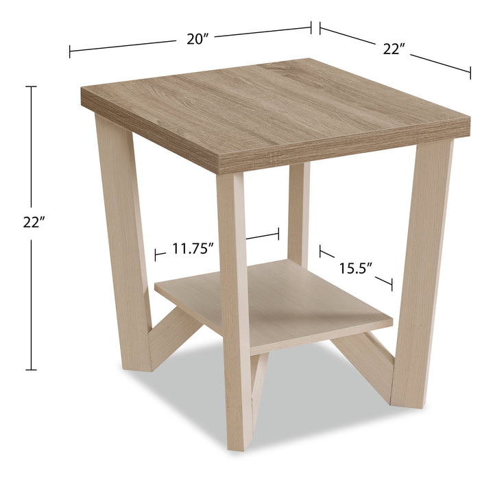 Arika 47.5\" Modern 3-Pack Coffee + 2 End Tables with Shelf - Ivory 