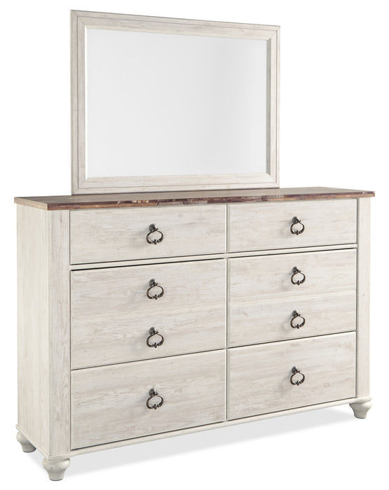 Willowton 5pc Bedroom Set with Bed, Dresser & Mirror for Kids, Whitewash - Twin Size