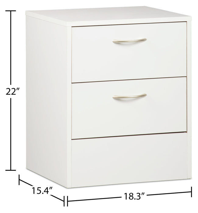 Arlo Bedside 2-Drawer Nightstand, 18.3\"W x 22\"H, Made in Canada - White
