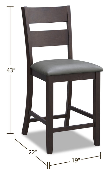 Astoria Counter-Height Dining Chair with Vegan-Leather Fabric, Ladder-Back - Brown