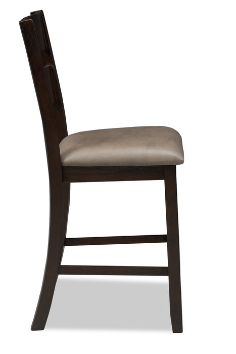 Astoria Counter-Height Dining Chair with Vegan-Leather Fabric, Ladder-Back - Brown