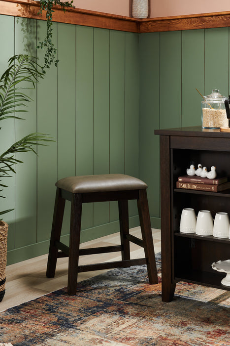 Astoria Counter-Height Stool with Vegan Leather Fabric - Brown & Grey