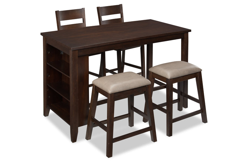 Astoria Counter-Height Dining Table with Built-in Shelves, 60\"W - Brown