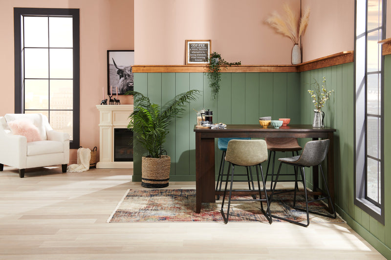 Coty Counter-Height Stool with Vegan Leather Fabric, Metal - Grey