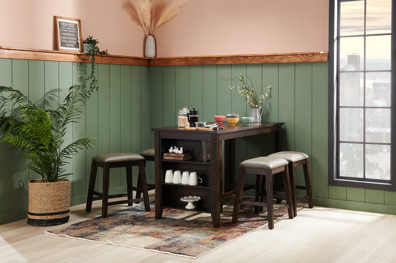 Astoria Counter-Height Stool with Vegan Leather Fabric - Brown & Grey