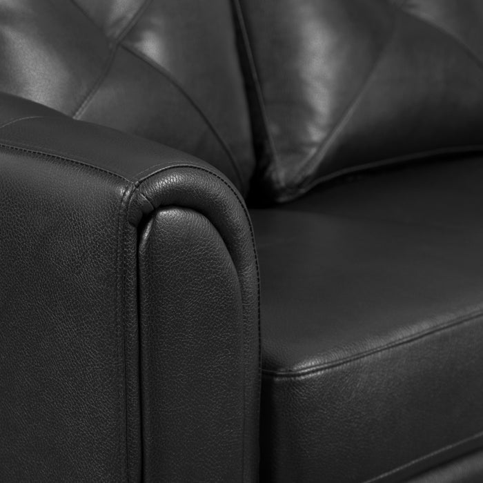 Andi 62\" Leather-Look Fabric Loveseat with Button Tufting - Black