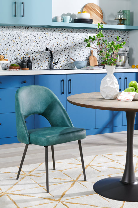 Kort & Co. Bay Dining Chair with Vegan Leather Fabric, Metal - Aqua