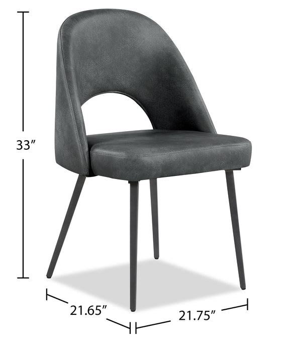 Kort & Co. Bay Dining Chair with Vegan Leather Fabric, Metal - Charcoal
