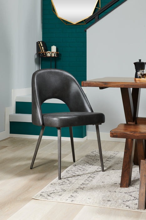 Kort & Co. Bay Dining Chair with Vegan Leather Fabric, Metal - Charcoal