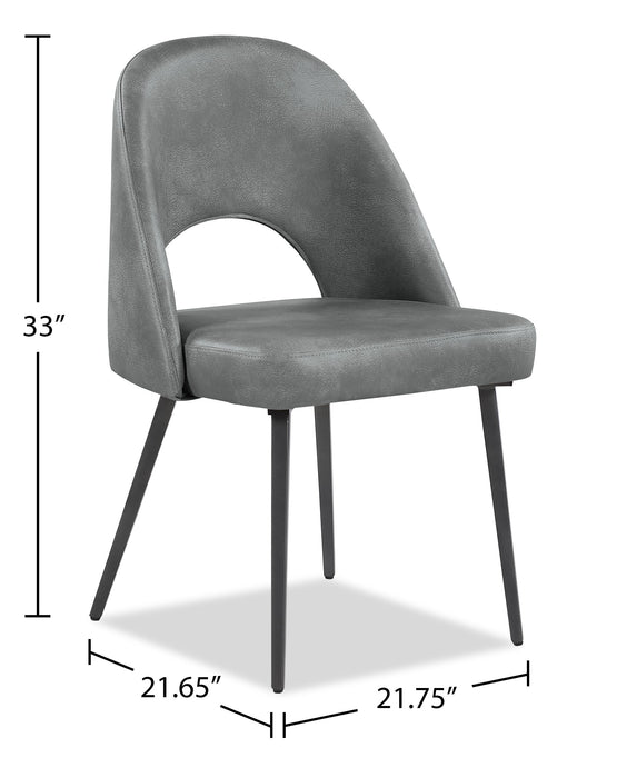 Kort & Co. Bay Dining Chair with Vegan Leather Fabric, Metal - Grey