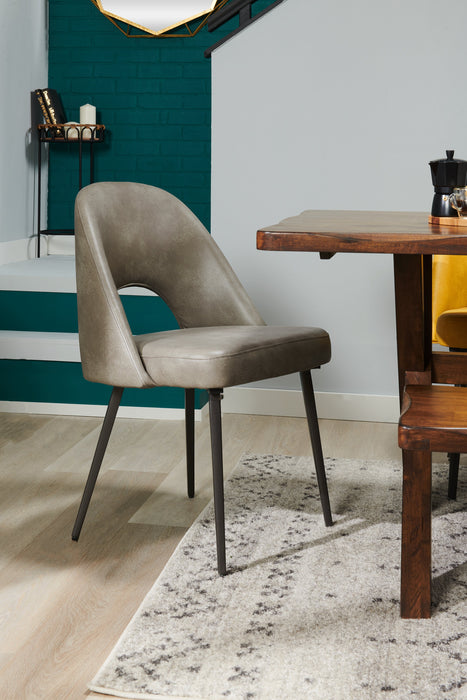 Kort & Co. Bay Dining Chair with Vegan Leather Fabric, Metal - Grey