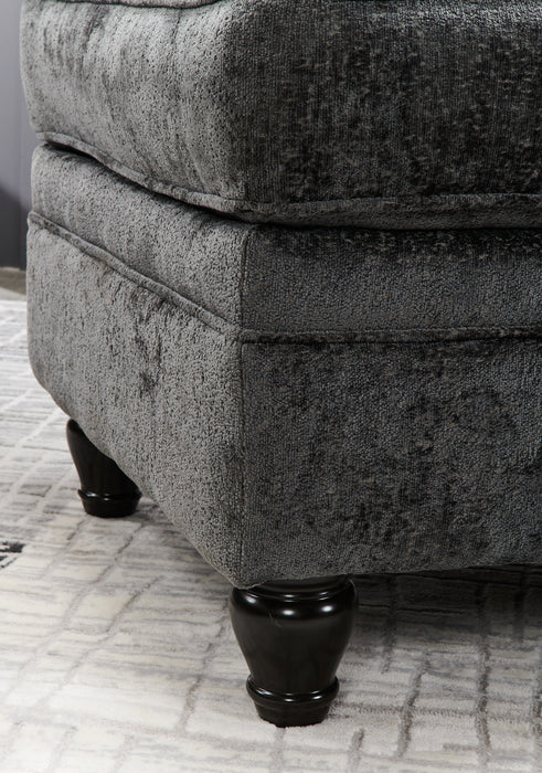 Made in Canada Bellmont 26\" Chenille Fabric Ottoman with Wood Legs - Charcoal Grey