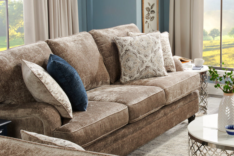 Made in Canada Bellmont 89\" Chenille Fabric Sofa with Reversible Cushions and Wood Legs - Toffee Brown