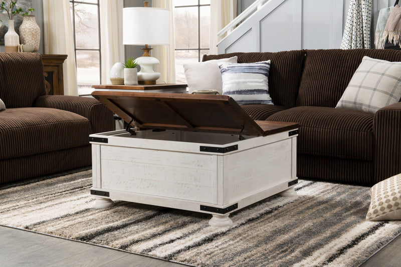 Benjy 36\" Rustic Coffee Table Trunk with Storage - Two Tone Wood