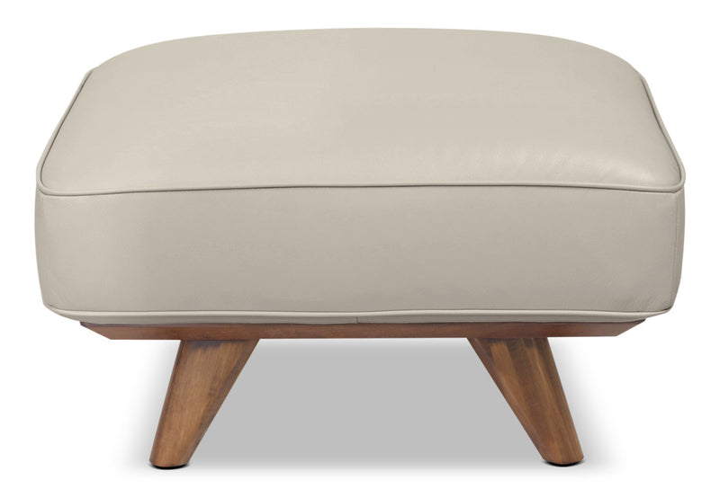 Kai Genuine Leather Ottoman – Silver