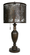 28\" Bean Bronzed Table Lamp with Cut-Out Shade