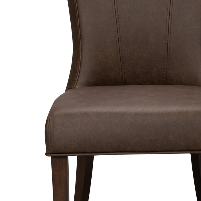 Bree Dining Chair with Vegan Leather Fabric - Brown