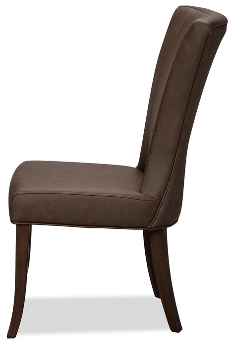 Bree Dining Chair with Vegan Leather Fabric - Brown